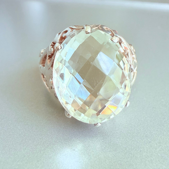 Grand Prasiolite 9.06 CT Solitaire Green Amethyst 925 Sterling Silver Ring - Picture 2 of 12